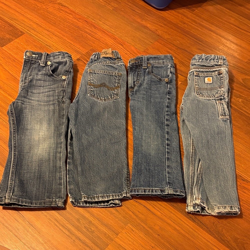 3t wrangle and Carhartt Denim Jeans Lot - 4 Pairs